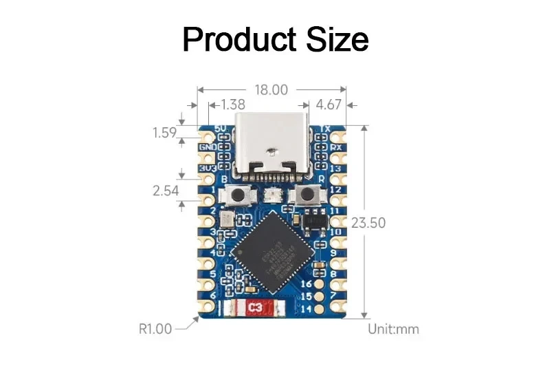 ESP32-S3 Mini-Entwicklungsboard S3FH4R2 Dual-Core Typ-C Mikrocontroller WiFi BLE Drahtlosmodul – Detail 8