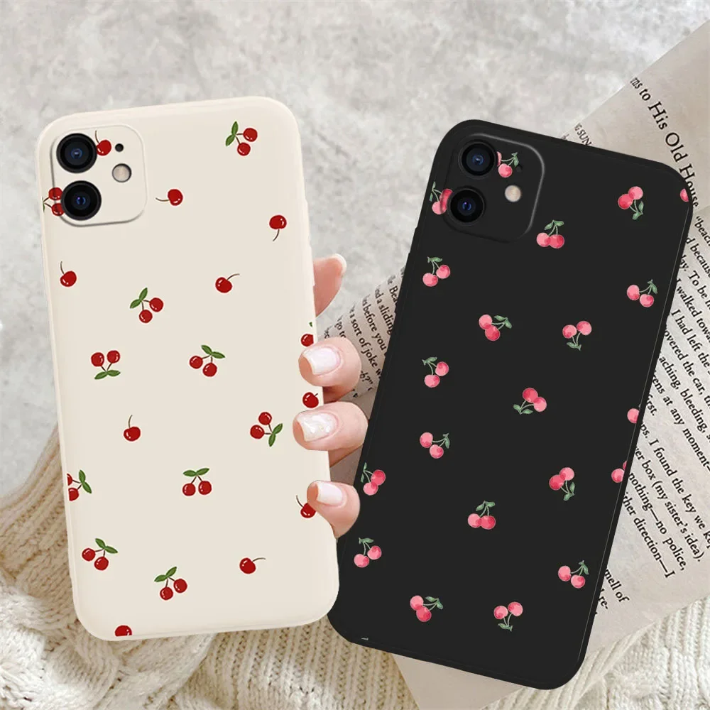 Cherry Silicone Matte Soft Back Phone Case - Stylish and Durable Cover