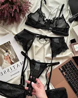 Lingerie sous-vêtements soutiens-gorge ensembles dentelle jarretière Lingerie femmes intimes 2024 soutien-gorge à armatures et culotte tongs dames ensemble de sous-vêtements 2
