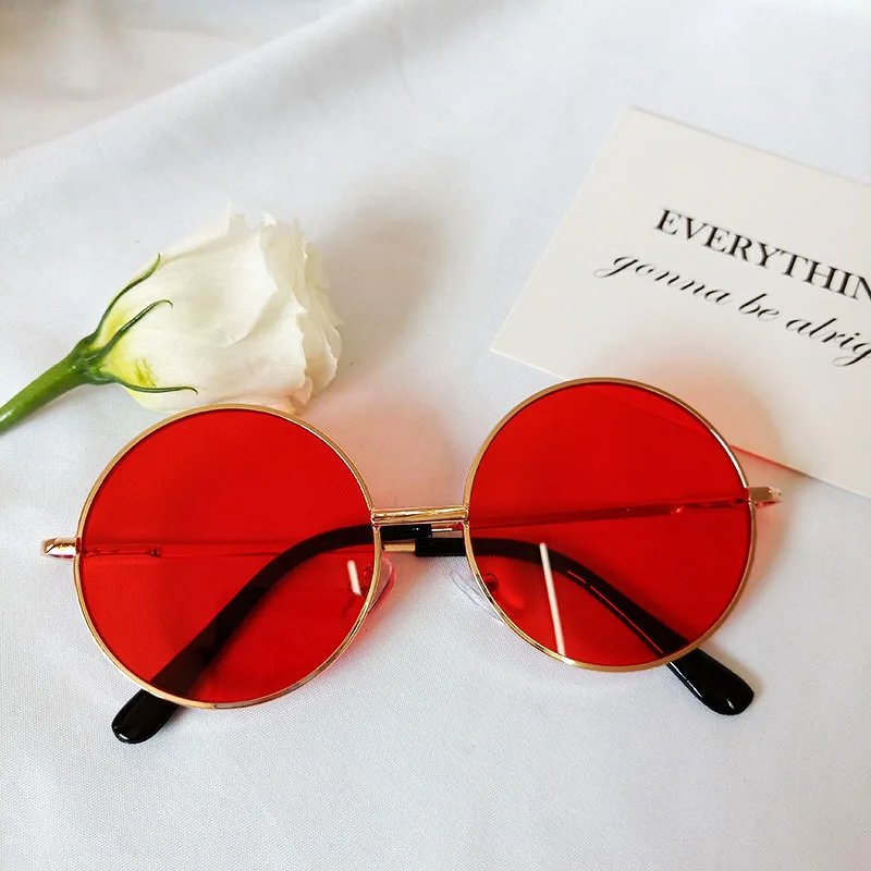 New round frame children's sunglasses baby stand glasses fashion metal sunglasses