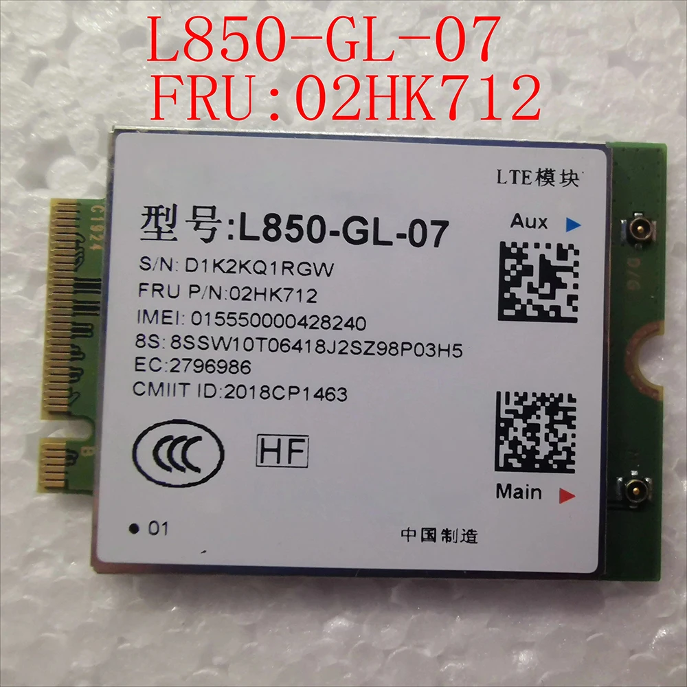 L850-GL-07 FRU 02HK712 LTE Cat9 M.2 모듈 노트북용 WWAN 카드 T490 T490s T14 T14s L14 L15 L590 X390 X13 T495s P53