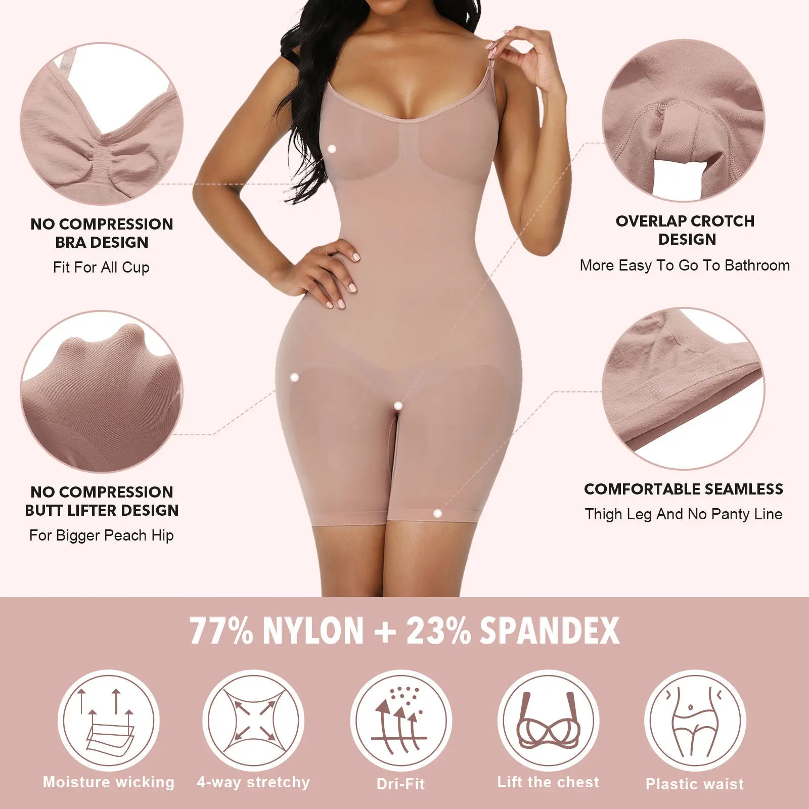 Bodysuit for Women Tummy Control Shapewear Seamless High Waist Flat Belly Belt Stretch Body Shaper body shaper waist trainer waist corset