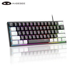 Ultra - Compact RGB Backlit Gaming Keyboard - Ergonomic Waterproof Design, 60% Layout (White Black)
