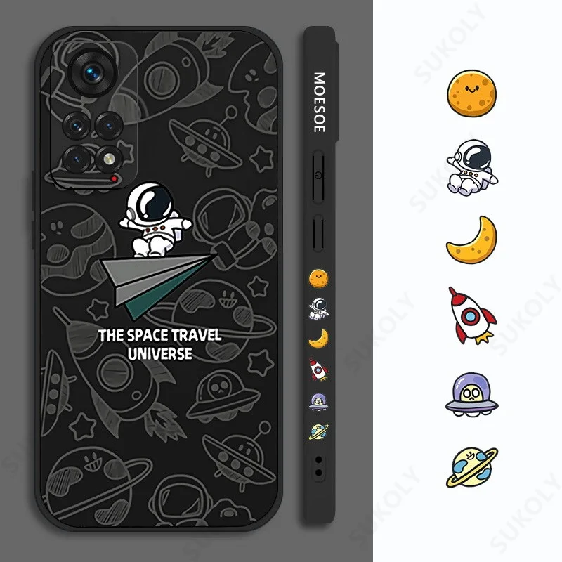 Astronaut Couple Lanyard Strap Silicone Phone Case