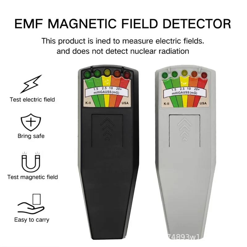 K2 Digital EMF Meter Tester Gauss Meter Ghost Hunting Detector Portable EMF Magnetic Field Detector 5 LED Gauss Meter