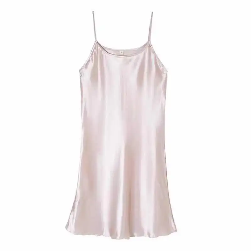 Solid Color Sexy Pajamas Women's Silk Thin Suspender Nightdress Pink Nightgown Women Night Wear Lace Sleepwear women nightgowns women nightdresses women pajamas sleeping dress