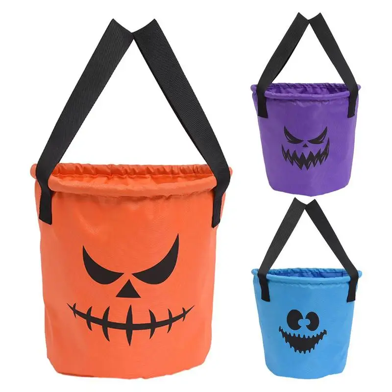 

Trick Or Treat Basket Spooky Hand-Held Candy Bag With LED Lights Ghost Bat Tote Bags Portable Cookie Basket Kid Gift
