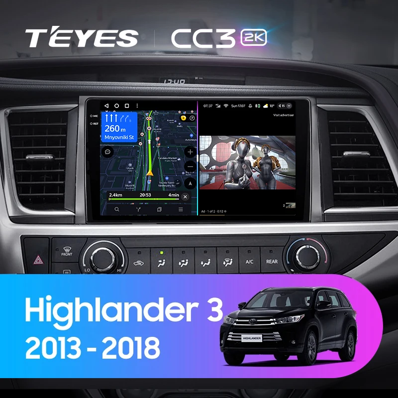 TEYES CC3 2K, Ÿ ̷ 3 XU50 2013 - 2018   Ƽ̵  ÷̾, ׺̼ ׷ GPS, ȵ̵ 10, No 2din 2 din DVD