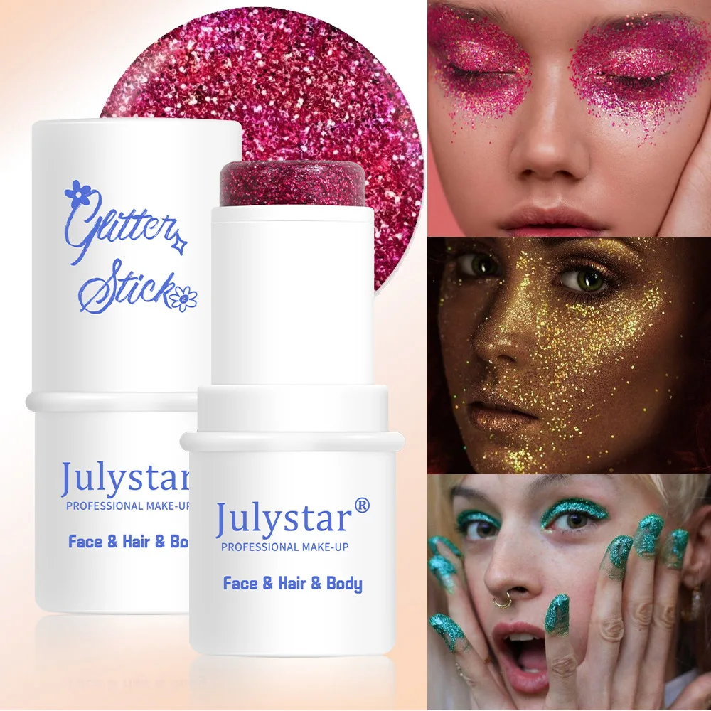 Julystar 8 Color Stage Makeup Face Flash Burst Eyeshadow Beauty Glitter Body Glitter Stick Holographic Glitter Makeup Glitter Gel Makeup Glitter Makeup