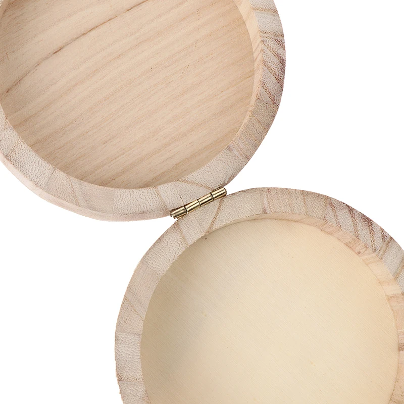 10*10*4.5cm Mini Round Wooden Storage Box Handmade Flip Cover Jewelry Organizer Box Vintage Wood Crafts 6