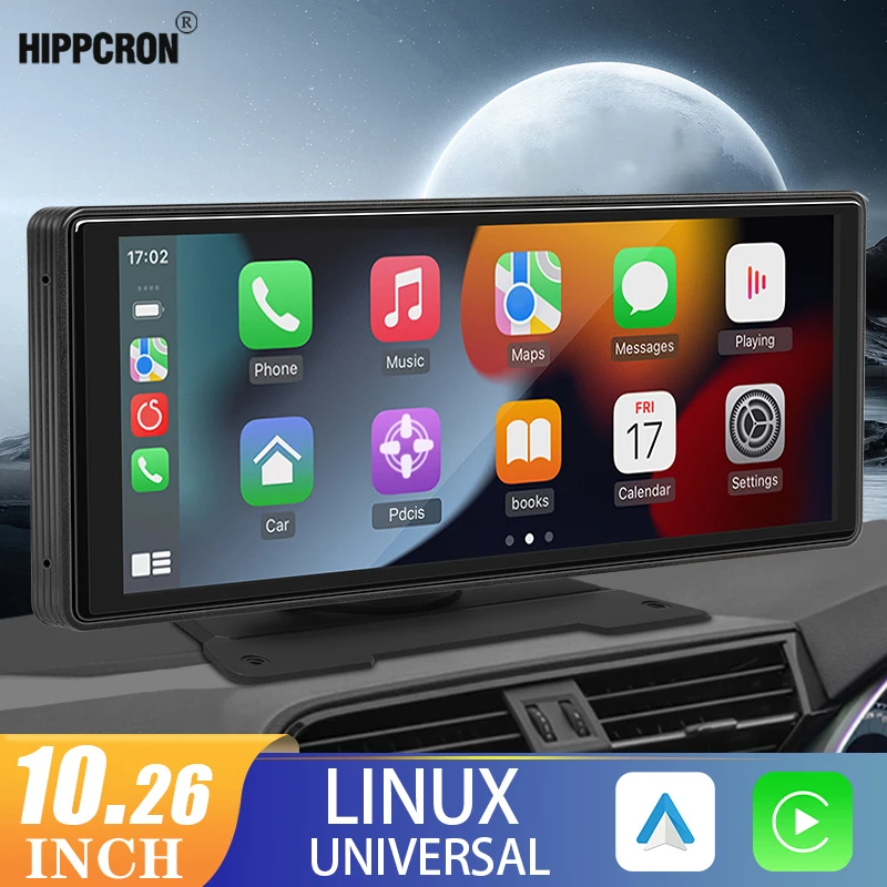 Hippcron 10.26” CarPlay Android Auto Car Radio Multimedia Video Player IPS Touch Screen With AUX USB Support Rearview Camera Best Sellers In Car Electronic Accessories
