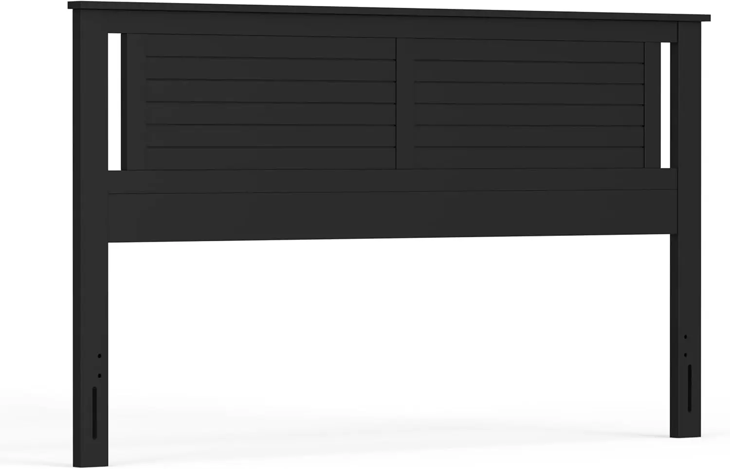 Serene Poplar Wood King Headboard, Modern Farmhouse Panel with Horizontal Scoring, King Size Headboard in Black, Casual Coastal