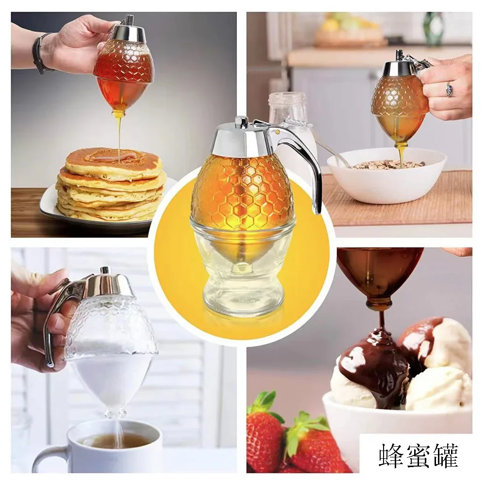 Honey Dispenser Extruder Juice Dispenser Bottle Jar Honeypot Honey Syrup Press Type Lower Spear Storage Tank cocina syrup dispenser