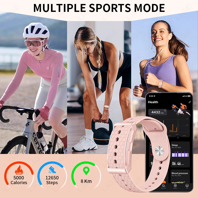 LIGE New Sport Smart Bracelet Women Heart Rate Blood Oxygen Monitor Fitness Tracker Pedometer Call Reminder Lady Smartwatch Band