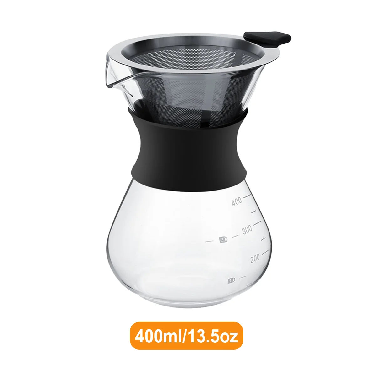 ماكينة قهوة زجاجية بفلتر ستانلس ستيل