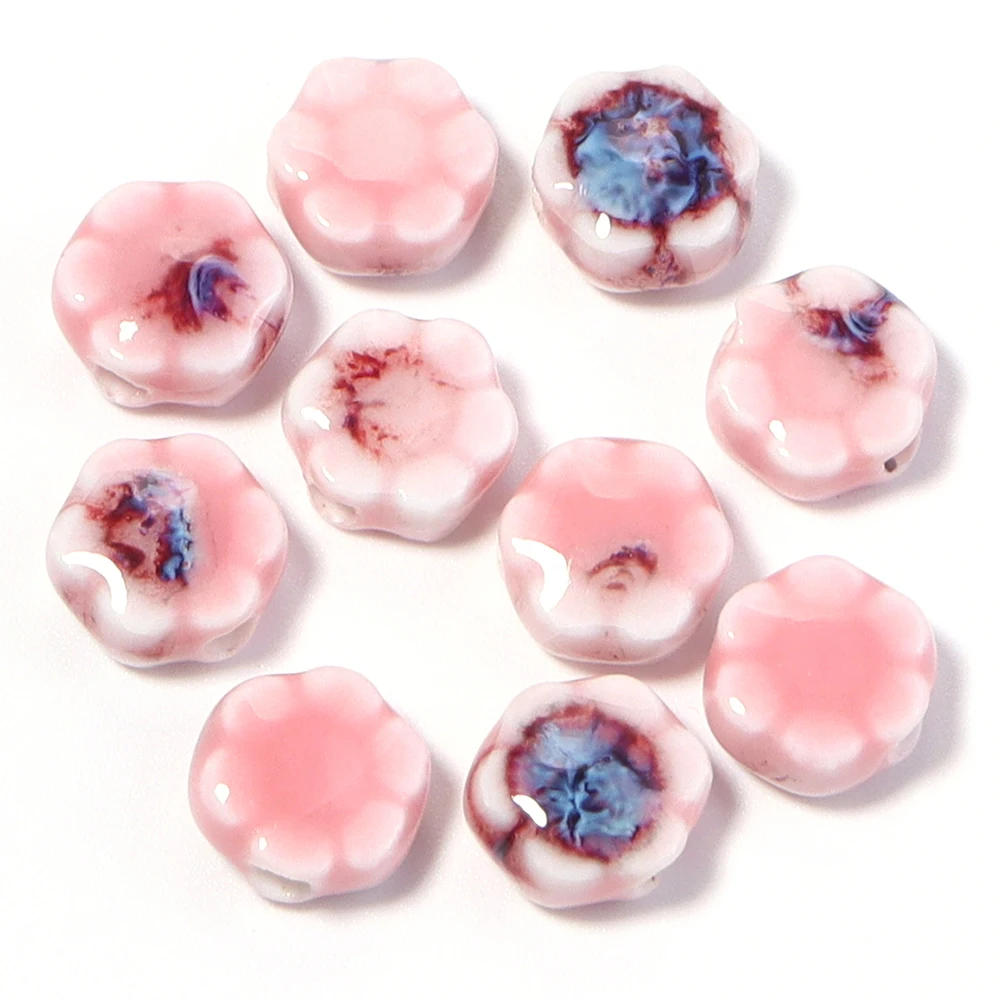 10/20Pcs MixColor 10mm 꽃 모양 세라믹 비즈 데이지 도자기 스페이서..