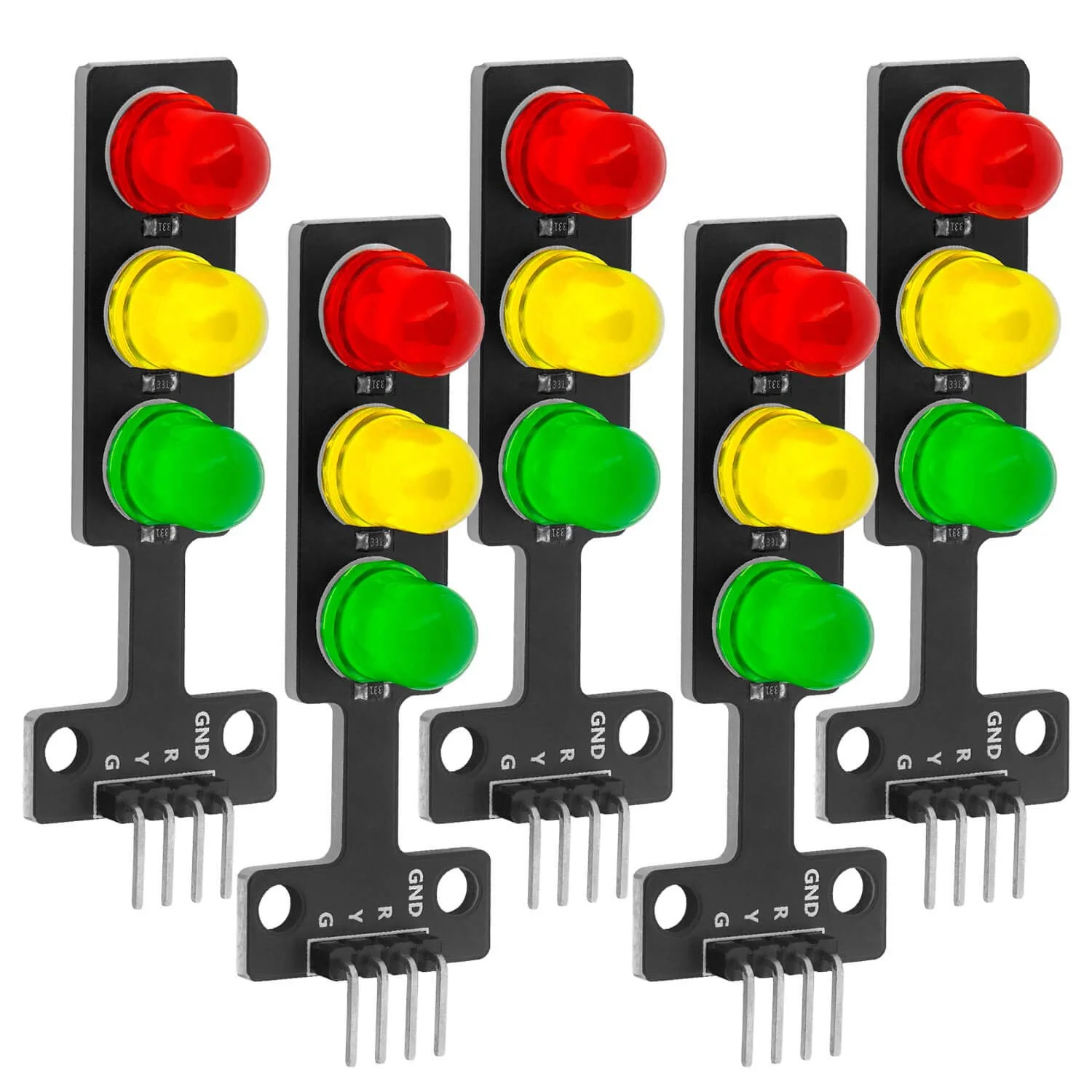 

5x LED Traffic Light Module Creative DIY Mini Traffic Light 3.3-5V Compatible with for Arduino