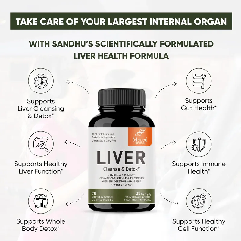 Liver Cleanse Detox & Repair Formula Herbal Liver Support Supplement Milk Thistle Dandelion Root Turmeric Health