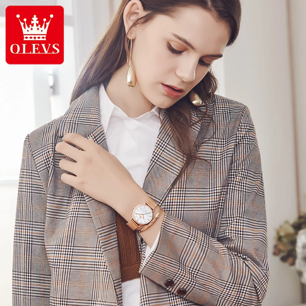 OLEVS 5869 Fashion Women's Watches Milanese Mesh Belt Waterproof Simplicity Versatile Quartz Watch for Lady Original Wristwatch 3
