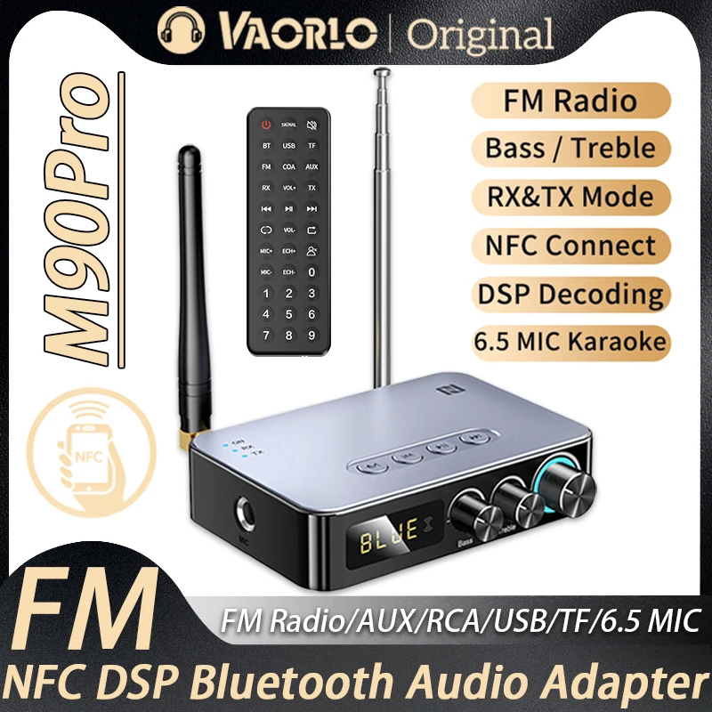 M9Pro Bluetooth Audio Receiver Transmitter DSP Wireless Adapter NFC/RCA/3.5mm AUX/TF/USB U-Disk/6.5 Mic Karaoke/Coaxial/FM Radio bluetooth transceiver adapter bluetooth aux adaptor bluetooth audio receiver bluetooth adapter audio adapter