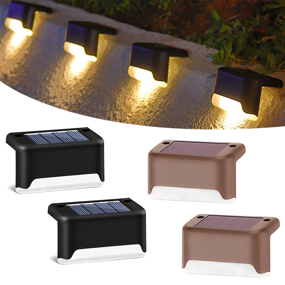 

4/8PCS LED Solar Stair Lamp Outdoor Fence Light Garden Pathway Yard Patio Steps Lamps Night Waterproof ABS Synthetic Plastics