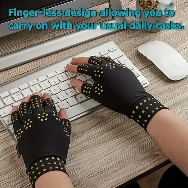 1Pair Magnetic Compression Arthritis Gloves - Wrist Brace & Anti-Slip Fingerless Hand Care Gloves For Women & Men 4