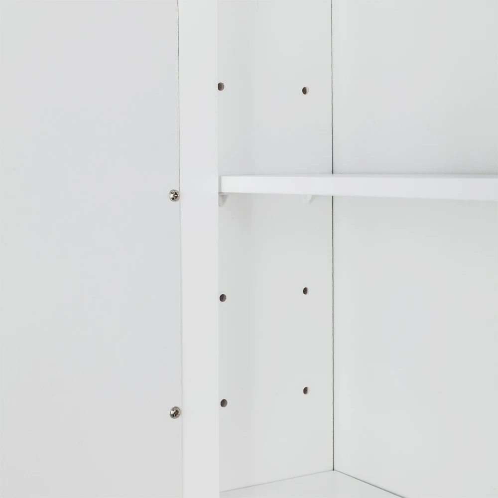 Single Door Mirror Indoor Bathroom Wall Mounted Cabinet Shelf White 4