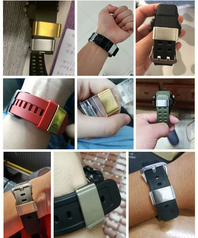 Versatile Metal Steel & Silicone Watch Band Keeper with Enhanced Loop Locker Ring Buckle