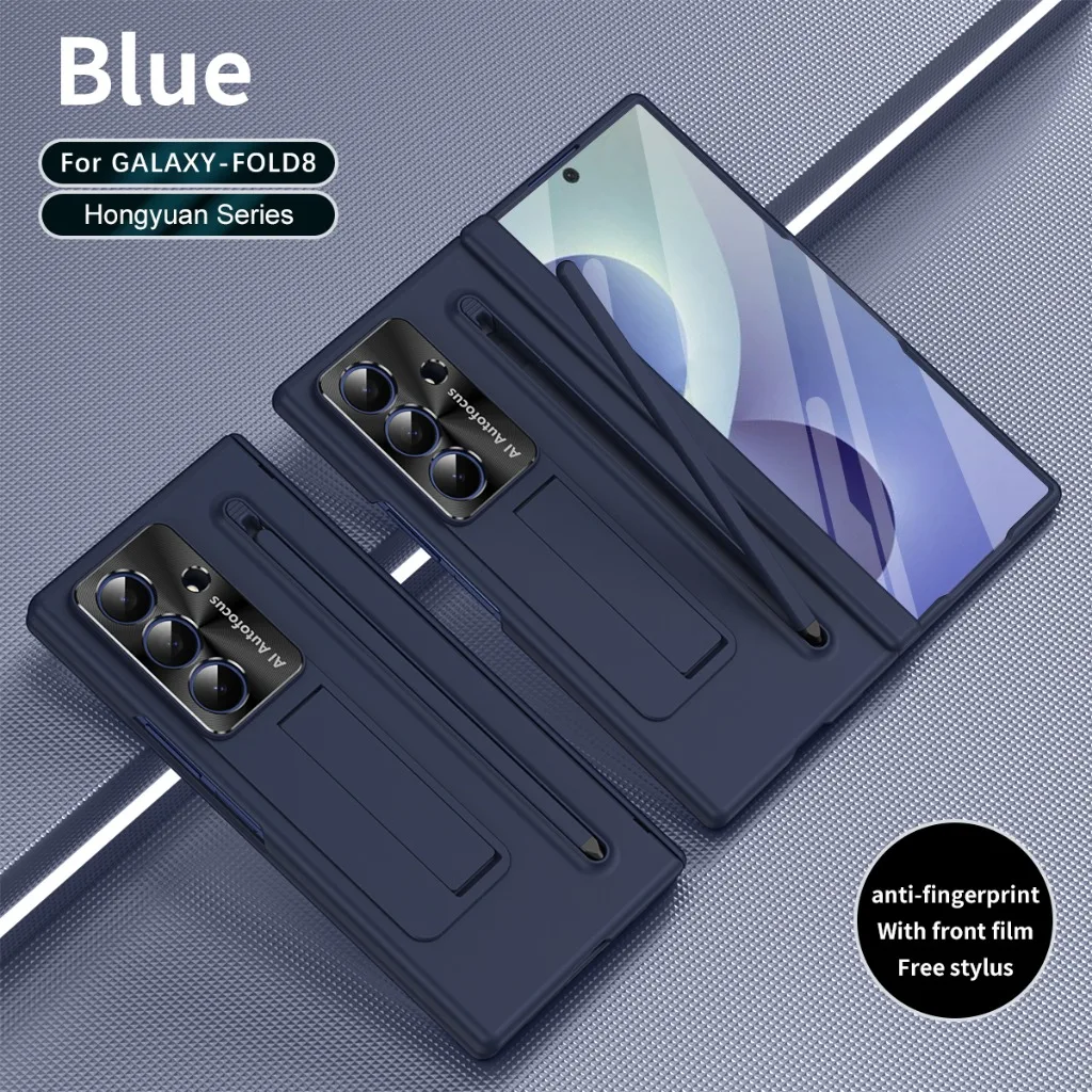 Hinge Protection Phone Case with Trifold Front Glass & Hidden Kickstand, S Pen Slot Cover