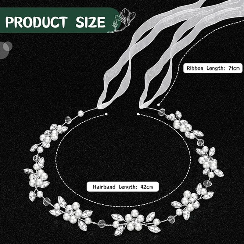 Flower Child Headpiece for girls Silver Wedding headband Crystal Pearl hair piece suitable for birthday parties first Communion, hair accessories, bridal hair accessories