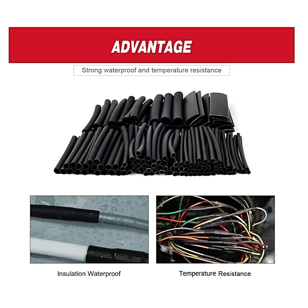 Kit 8m Tubes Thermorétractables 1-8mm 2:1 Noir - Modélisme