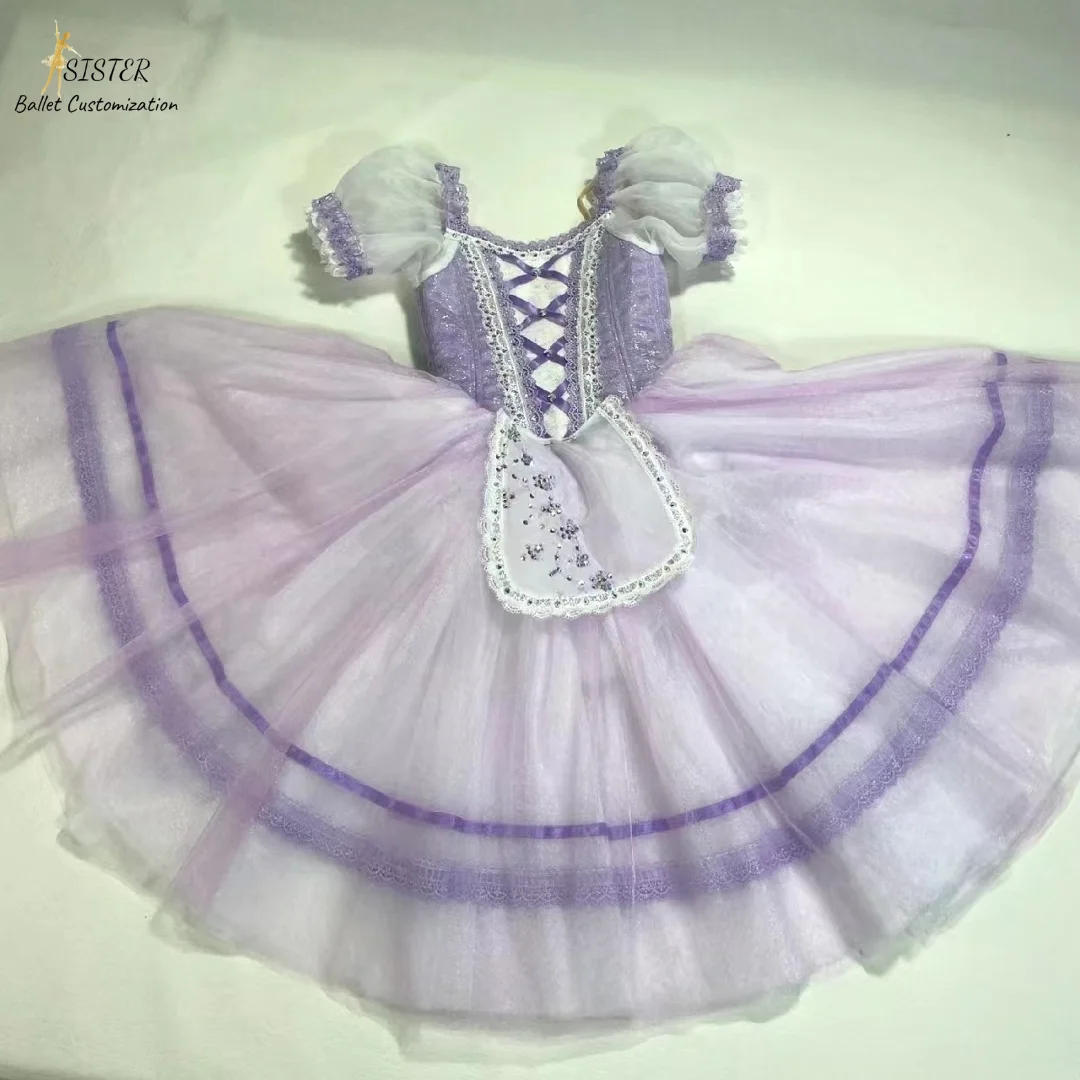 

Purple Giselle ballet professional custom dress performance competition performance dress TUTU white gauze dress ballet dress