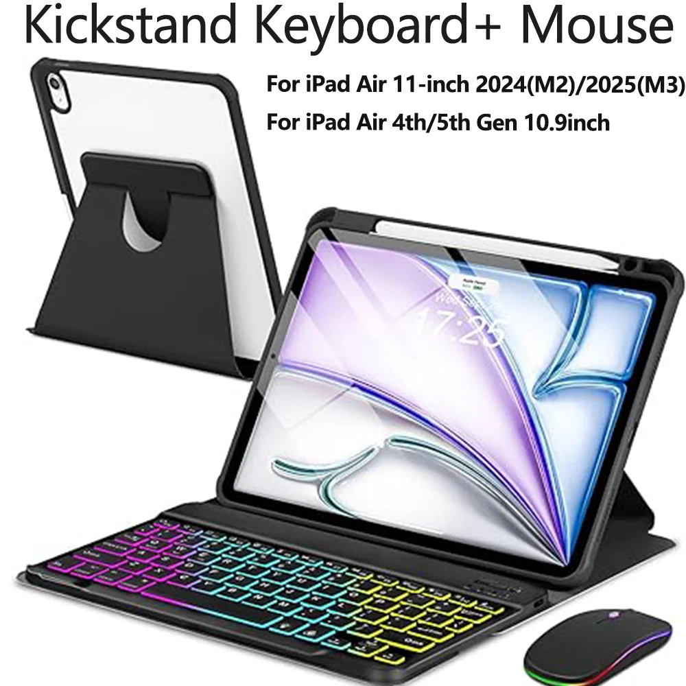 360-Degree Rotating Keyboard Case with Mouse