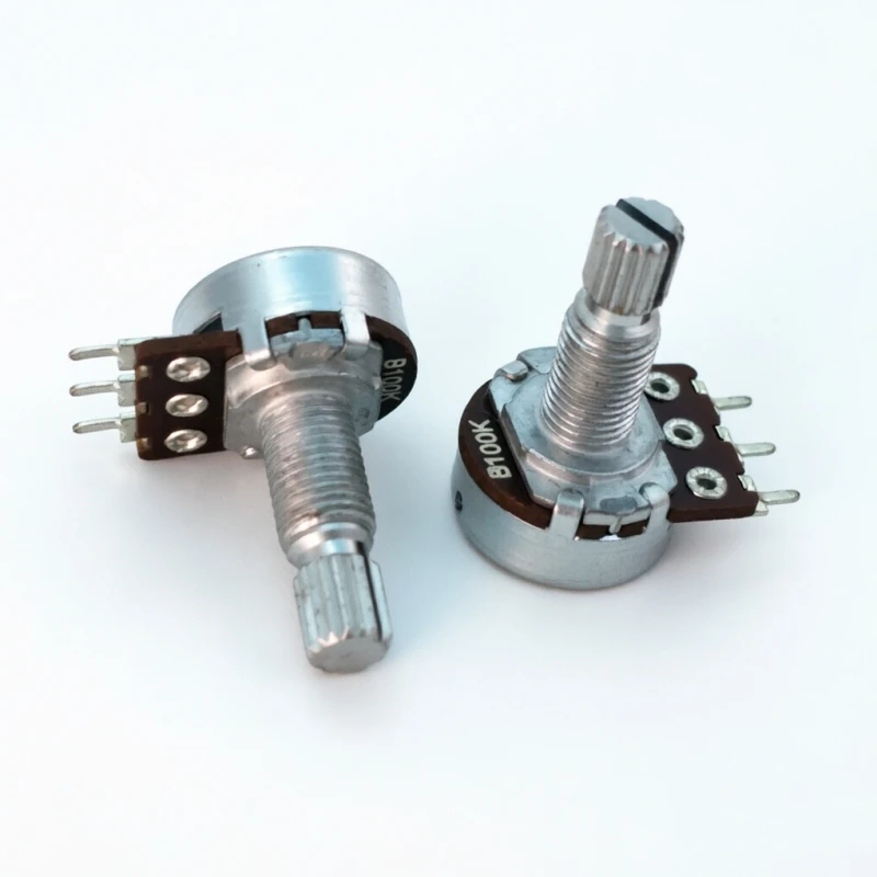 2PCS 알파 16 타입 수평형 모노 전위차계 B50K B100K 플라워 샤프트 18.5mm 긴 나사형 핸들 3핀