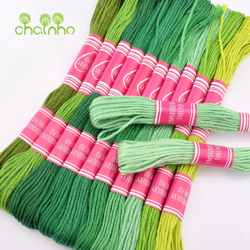 Chainho,Cross Stitch/Embroidery Polyester Cotton Thread,6 Strands,Color Gradient Braided Cord For DIY Sewing & Quilting,25X15