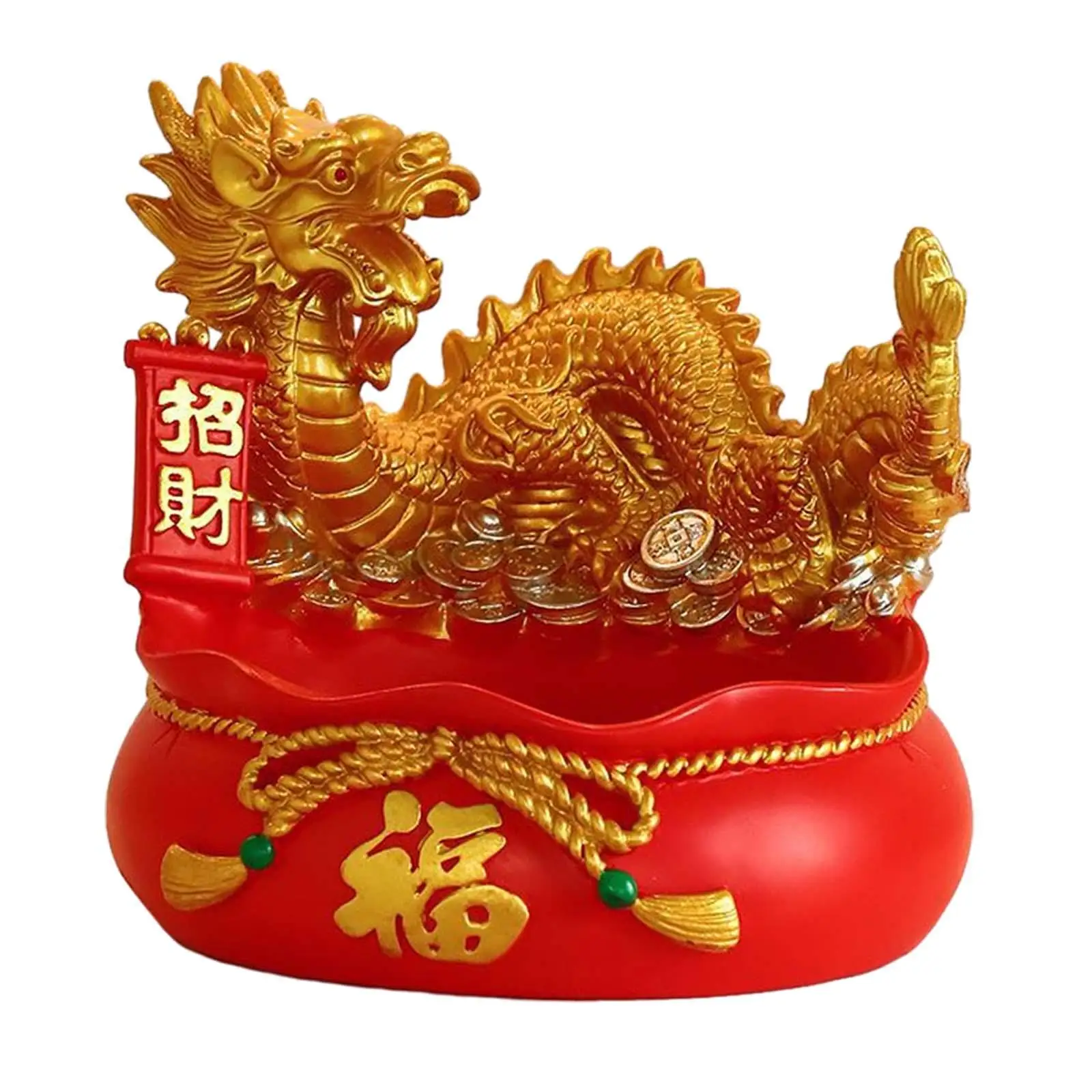 Dragon Fortune Bag Statue Bowl Money Bag Sculpture for Restaurant Office