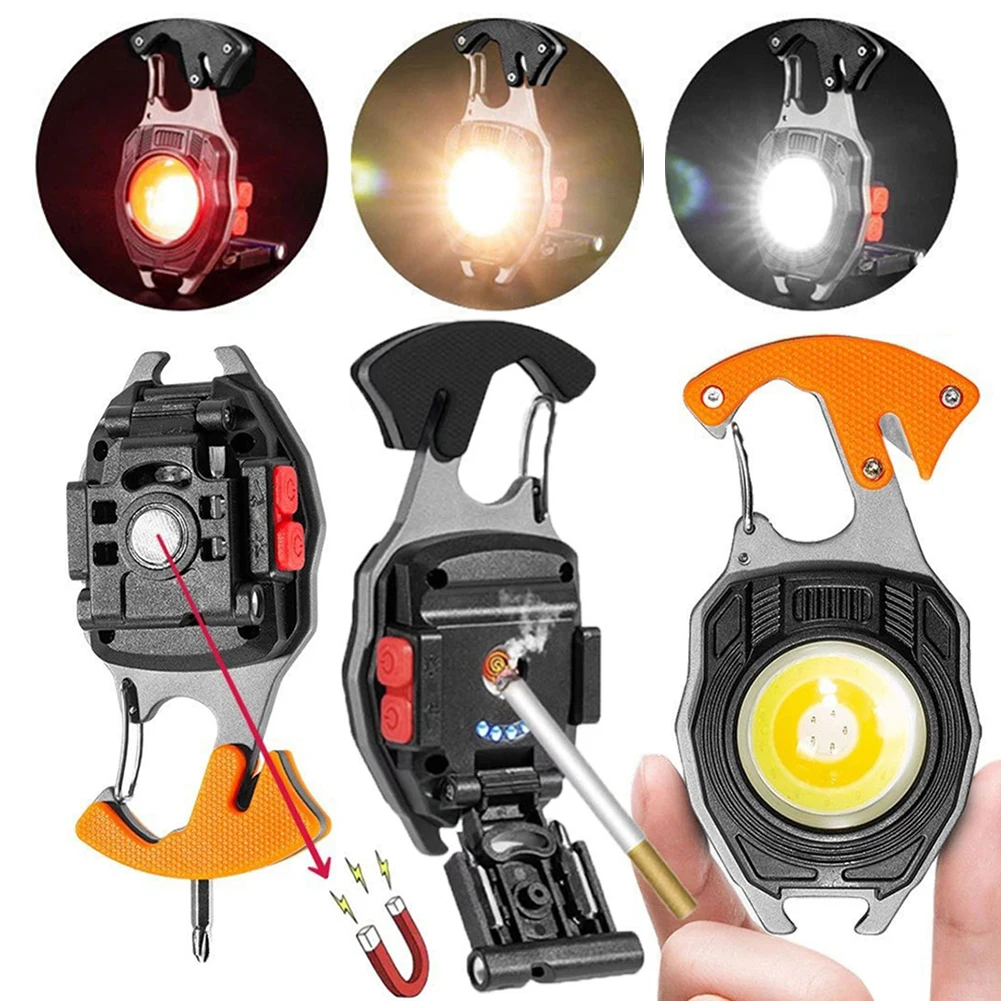Cobs Keychain Light Portable Mini LED Flashlight Emergency Light with Bottle Opener for Outoor Hiking