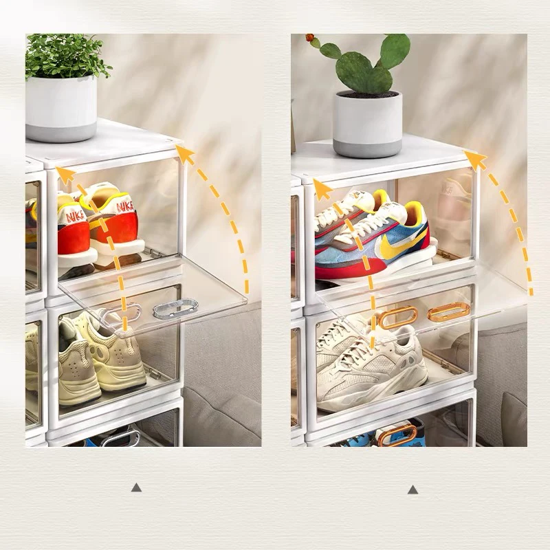 Installazione gratuita Set di scatole per scarpe scatola di immagazzinaggio trasparente  scarpiera scarpiera Net Celebrity Plastic Storage Rack pieghevole -  AliExpress