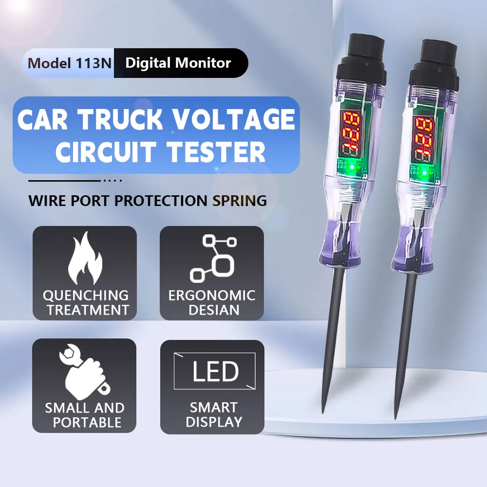 Car Truck Voltage Circuit Tester Dc 6V24V Digital Display Long Probe