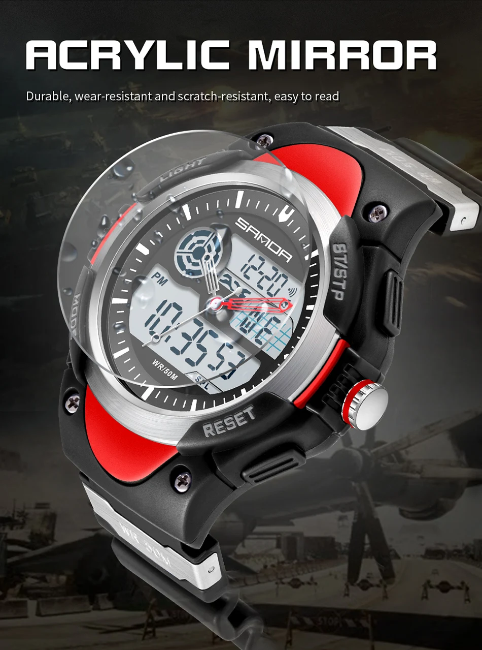 SANDA Brand Outdoor Sport Men's Watches 50M Waterproof Wristwatch For Men Quartz Watch Electronic Clock relogio masculino