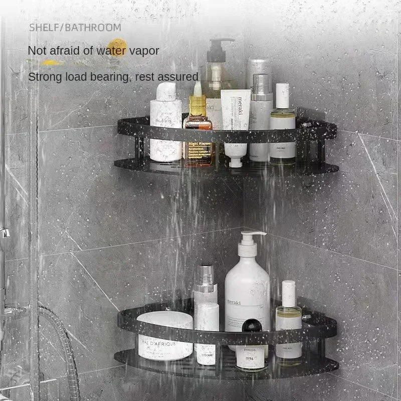 Bathroom Shelf Aluminum Alloy Shampoo Rack Makeup Storage Organizer Shower Shelf Bathroom Accessories No Drill Wall Corner Shelf 5