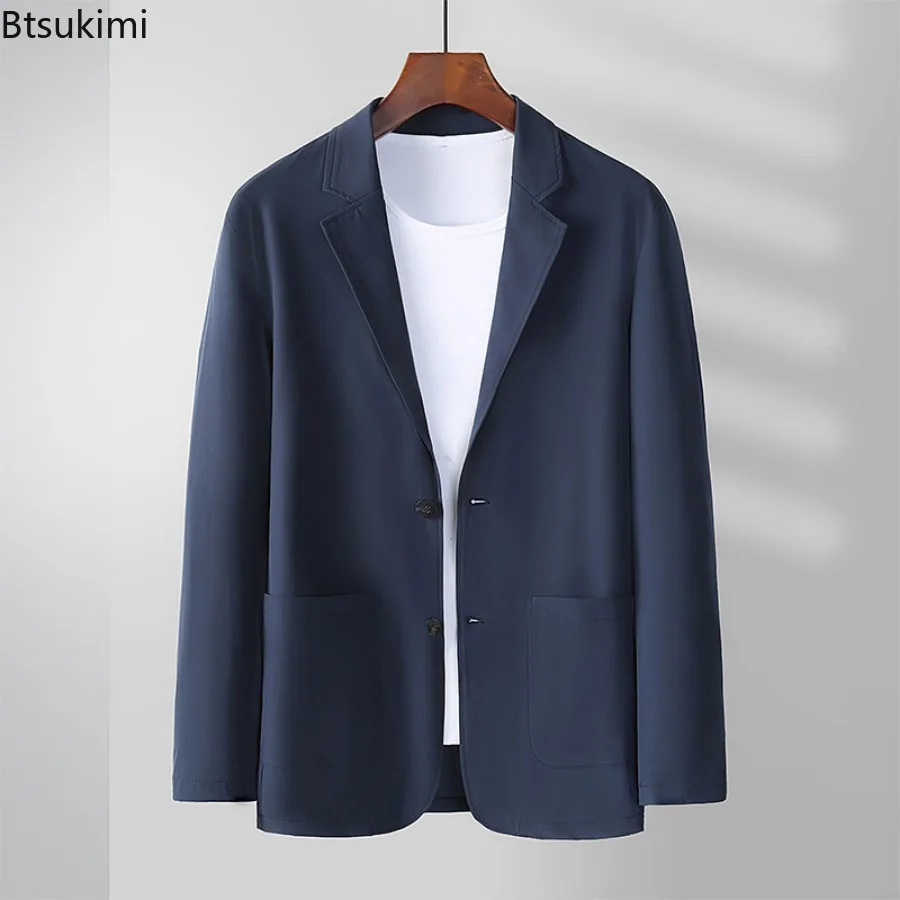 2024 High-end Men's Thin Blazer Jacket Fashion Casual Slim Light Business Suit Coats Men Trend Two-button Blazers Versatile Tops