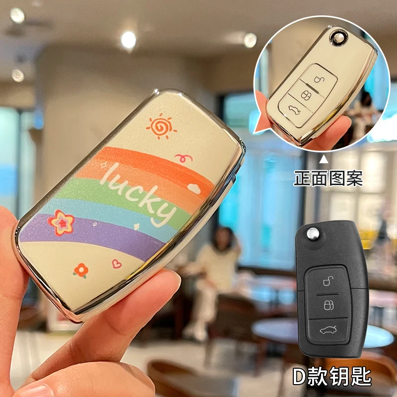 Tpu Car Flip Key Case Cover Per Ford Fiesta Focus 2 Ecosport Escape Falcon S-Max B-Max C-Max Eco Sport Galaxy Protector Key Fob