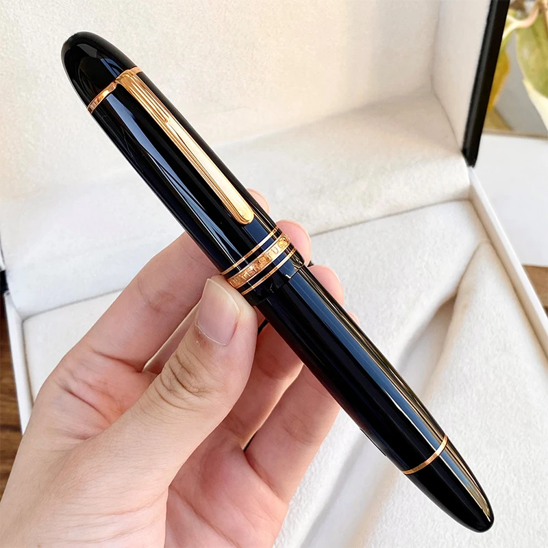 Penna Stilografica Di Lusso BEILUNER – Finitura Oro 24K, Pennino Fine, Corpo Nero, Scatola Regalo Con Convertitore E 6 Cartucce