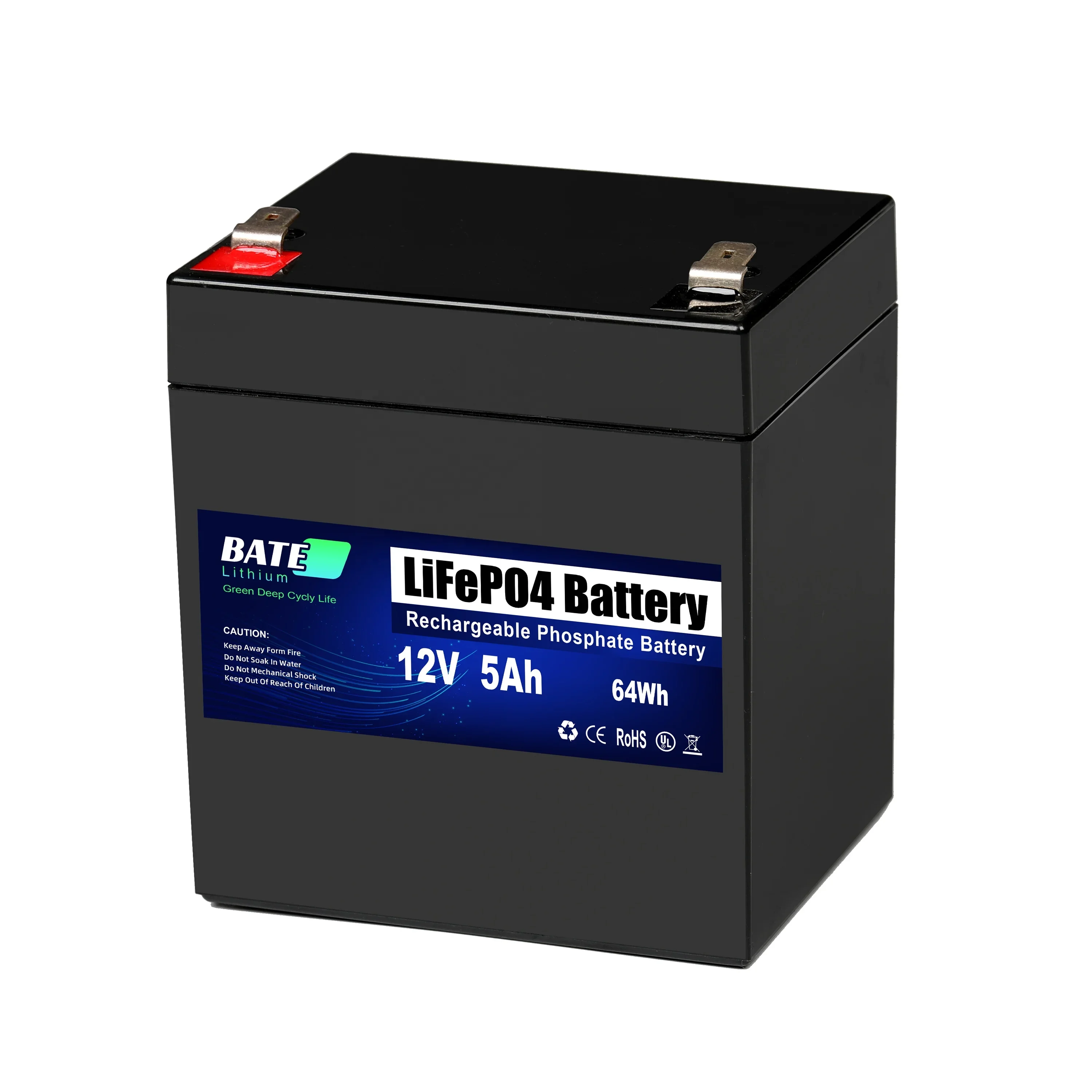 12V 5Ah Rechargeable Lifepo4 Battery Built in BMS Maintenance-Free Battery for Trolling Motor & Fish