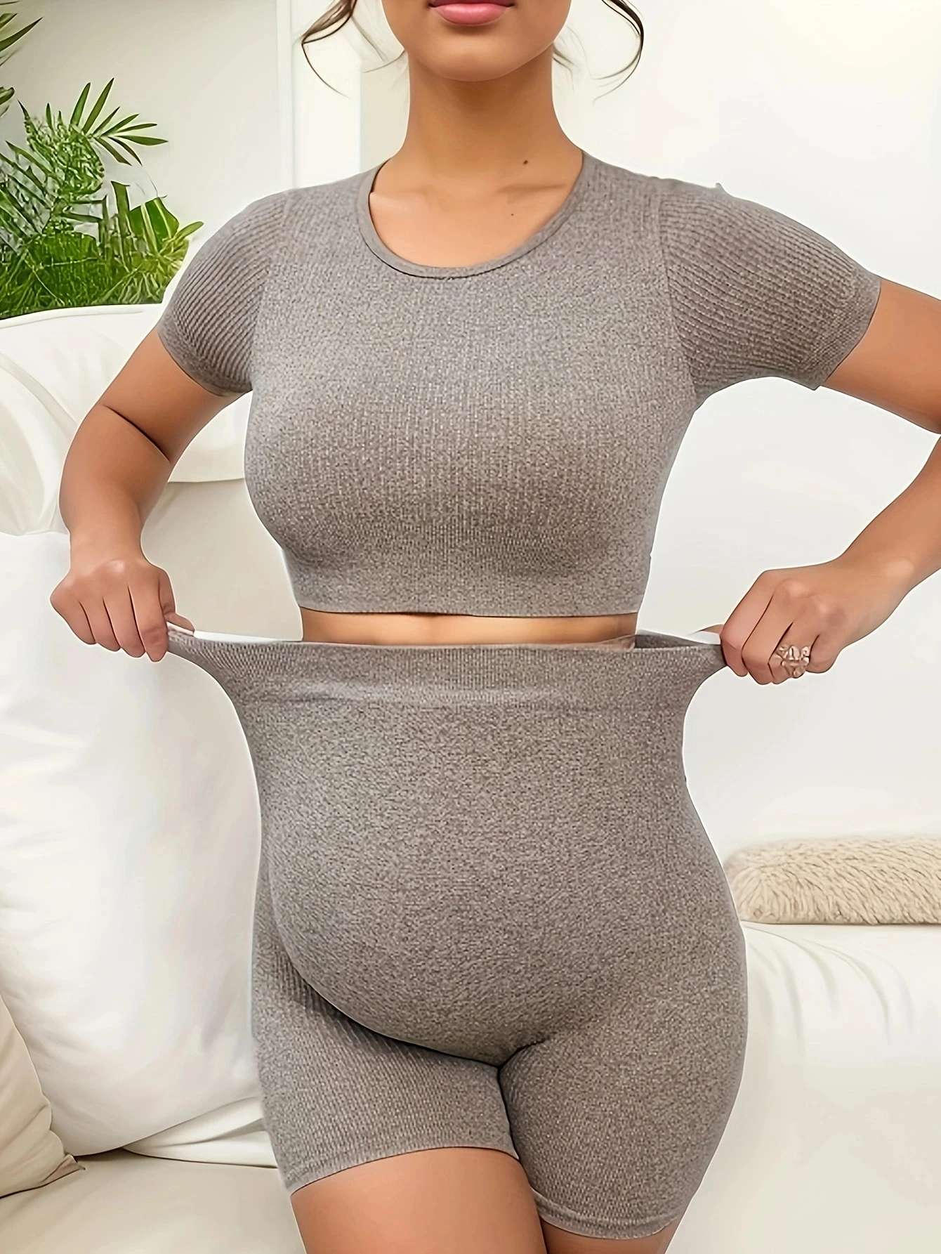 Maternity Comfort Seamless Over Belly Support Leggings BASICS Maternity Solid Unitard Jumpsuit Belly Support Legging