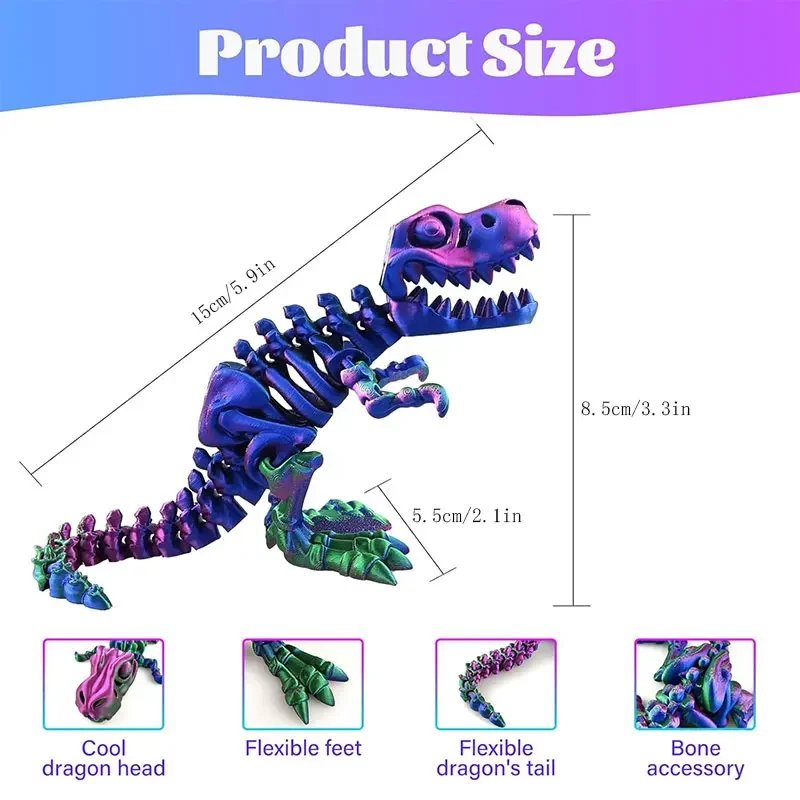 3D Printed Dragon Dinosaur Model Joints Can Move Freely Desktop Craft Ornament Gifts for Kids For Landscaping Decoration 2