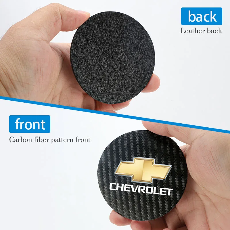 2Pcs 탄소 섬유 자동차 워터 슬롯 미끄럼 방지 컵 매트 Chevrolet Cruze Sonic Silverado Trax Camaro Captiva Equinox Trailblazer SS