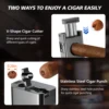 Cigar Lighter 4 Jet Flame Cigar Lighters with Cigar Cutter Cigar Accessories Cigar Draw Enhancer Windproof Refillable Butane 5