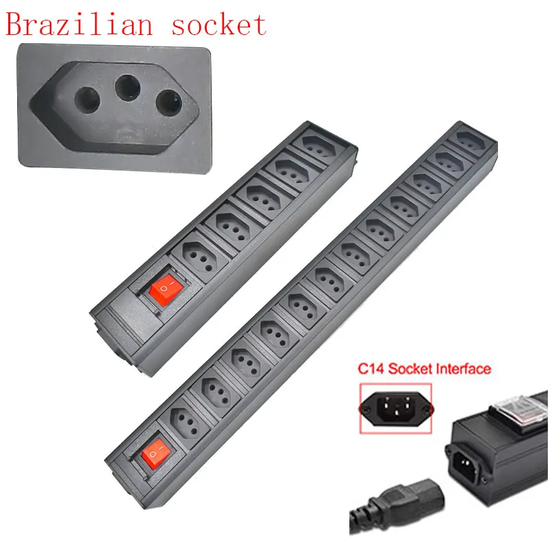 

PDU Power Strip Distribution Unit C14 port EXTENDER 1-12AC Brazil socket Aluminum alloy shell